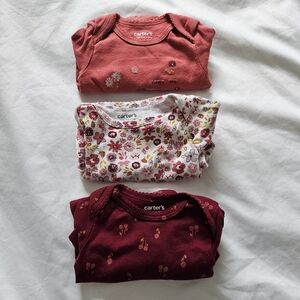 Carter's Kids Floral and Solid Tops - Red and White